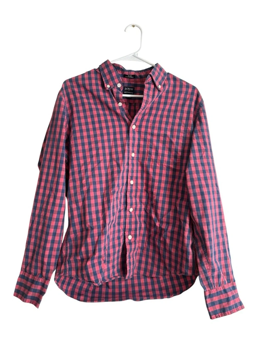 J.Crew Men Performance Slim Untucked Button Up Shirt Shirt Medium Plaid